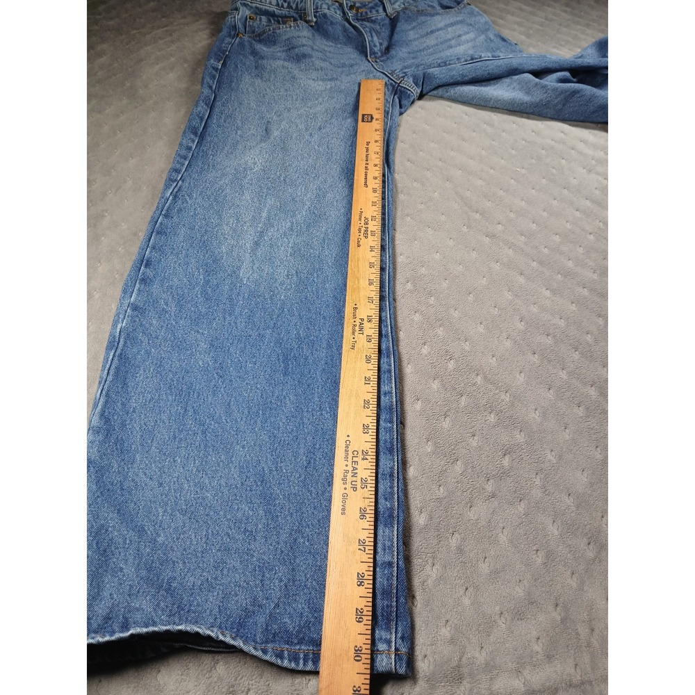 Ed Hardy Wide Leg Jeans Blue Denim Logo Print Y2K Streetwear Mens 30 - Picture 8 of 14